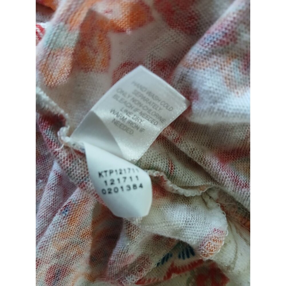 J Jill Love Linen Floral Knit Tank Top M White Orange Pink Twist Banded Hem - Picture 10 of 14